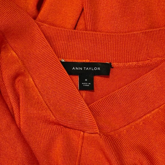 ANN TAYLOR, Red/Orange pullover comfy v-neck sweater - Picture 11 of 11